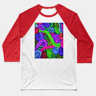 Psychedelic Lines (Green) Baseball T-Shirt